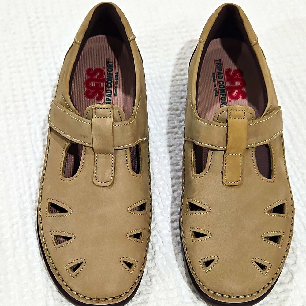 SAS Roamer Women’s Tan Leather Mary Jane Tripad Comfort Shoes Made USA
